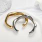 Glossy Curved C- Silver Shaped Bracelet