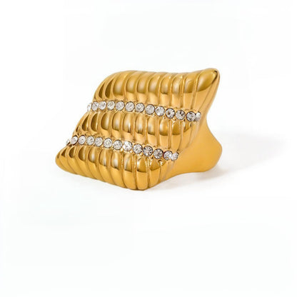 Gold Earrings Necklace and Rings in Marine Style